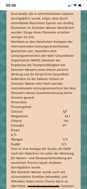 ZamZam Wasser aus Mekka Geschäftskunden TEST – Etikett-Detailaufnahme