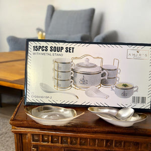 Orientalisches Suppenset 15 teilig mit Kalligraphie