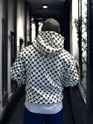 Kufiya Muster Hoodie gefuettert aus 100 Prozent Baumwolle