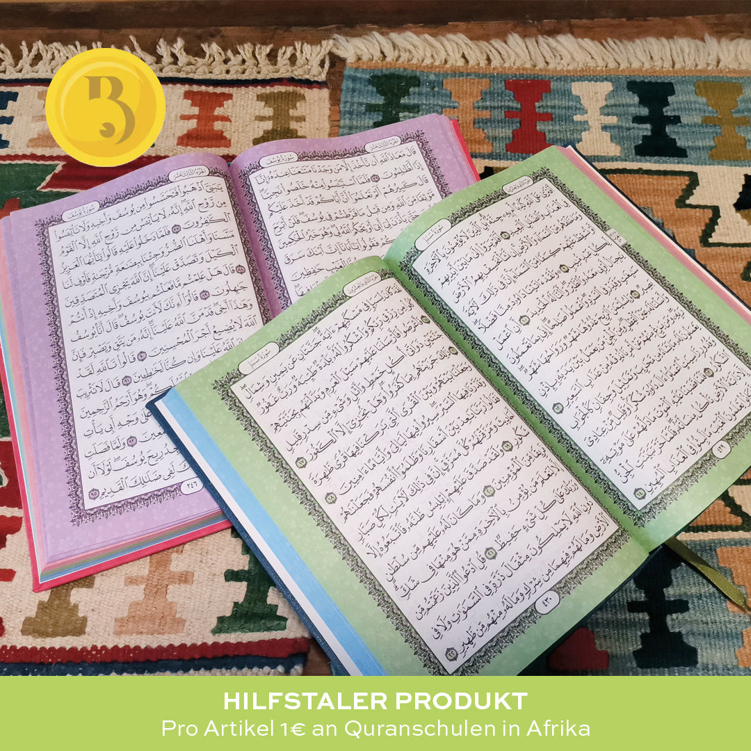 Regenbogen Quran mit farbig markierten Juz-Abschnitten