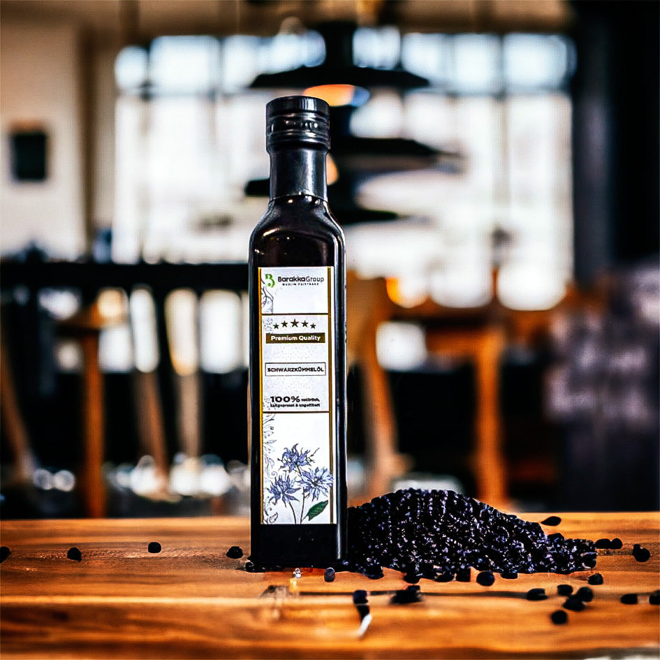 Schwarzkuemmeloel ungefiltert und kaltgepresst in naturbelassener Qualitaet