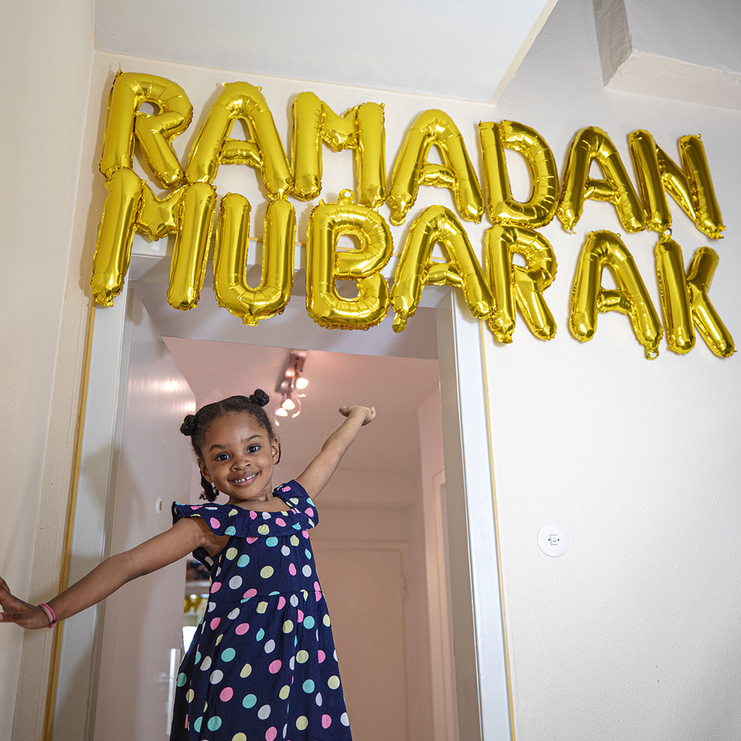 Ramadan Mubarak Luftballon Set mit Haengeleine fuer festliche Deko