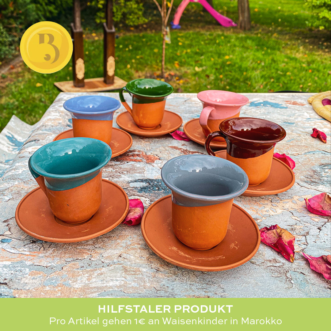 Espresso und Mokka Tassen aus Ton 6er Set